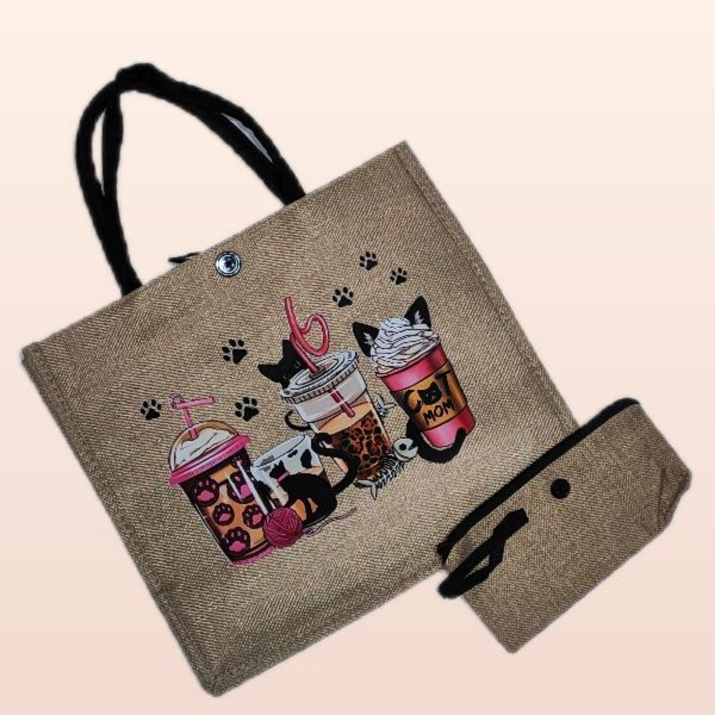 Conjunto de sacos com estampado de gato