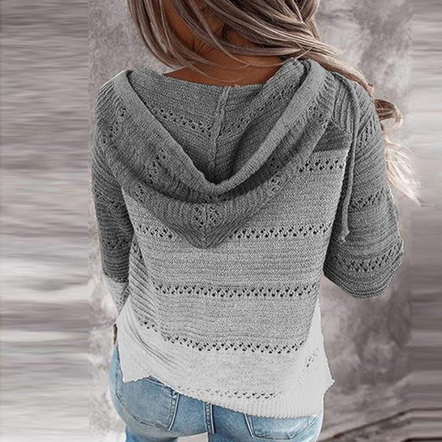 Camisola mulher com capuz tecido de malha
